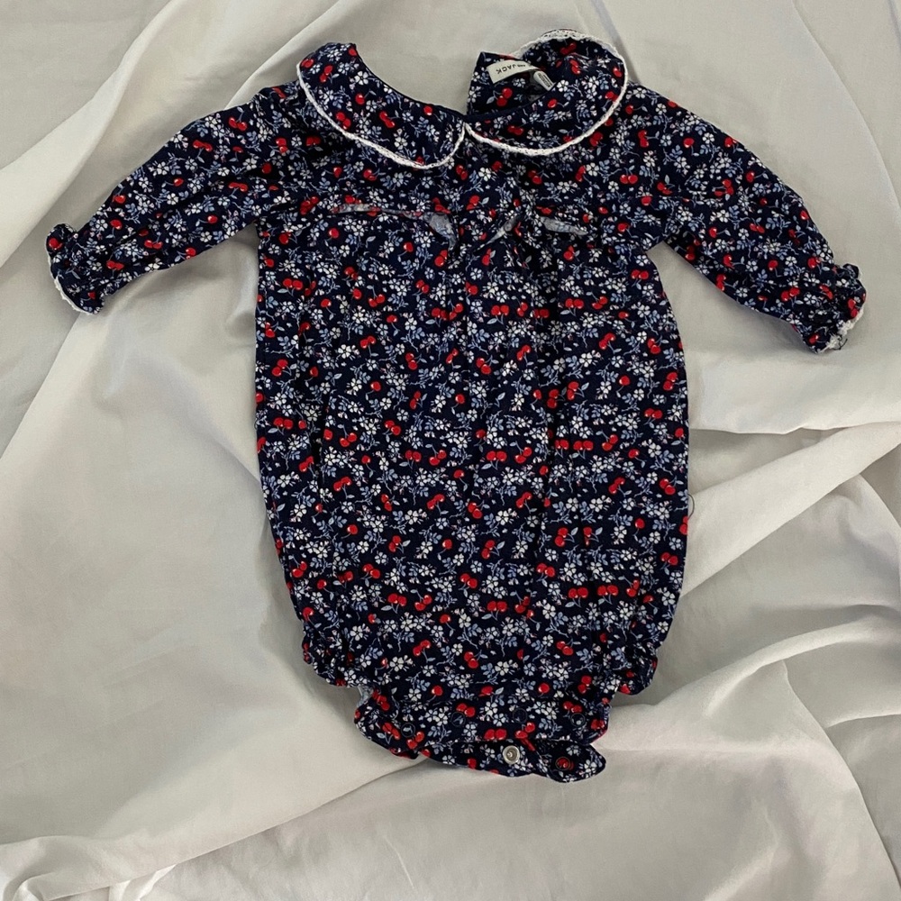 Janie and Jack Floral Baby Romper with Ruffled Collar
